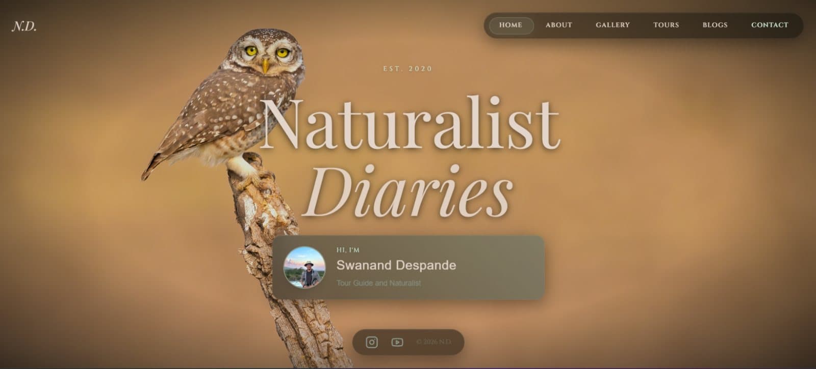 Homepage of the Naturalist Diaries website